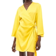 صورة Satin Wrap Dress Yellow Bright