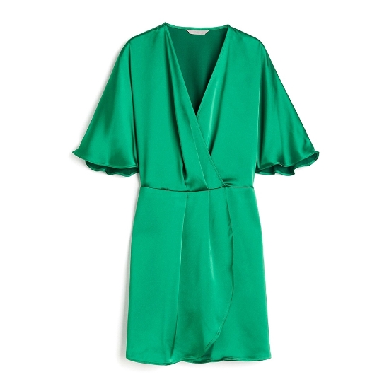 صورة Satin Wrap Dress Green